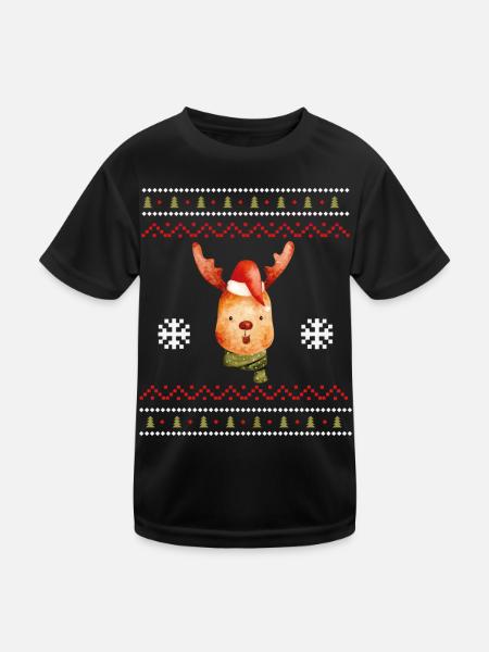 Renne Noël Animal Cadeau de Noël - T-shirt sport Enfant - noir - Devant