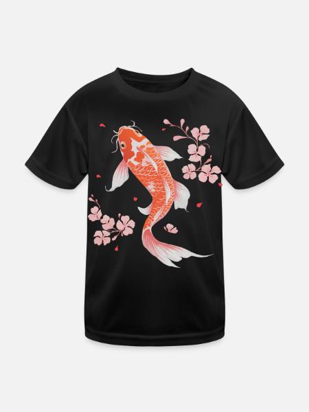 Koi Poisson Carpe Japon Chine Poisson - T-shirt sport Enfant - noir - Devant