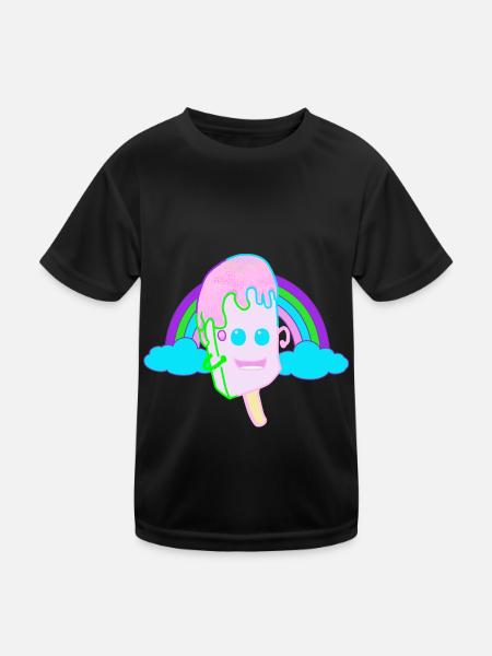 Happy Regenbogen Eis Eiskrem Kinder Fantasy - Kinder Funktions-T-Shirt - Schwarz - Vorne