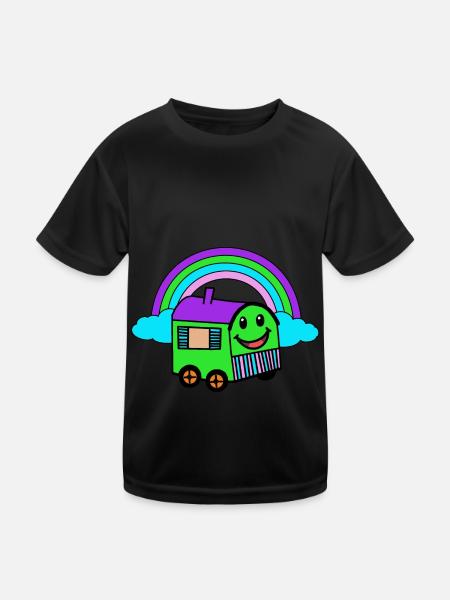 Happy Trailer Hut Rainbow Fantasy - Kids Functional T-Shirt - black - Front