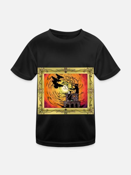 Middle Ages Castle Witching Hour Halloween Horror - Kids Functional T-Shirt - black - Front