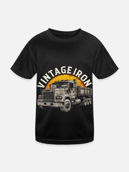 LKW Vintage Trucker Truckerfan Fernfahrer - Kinder Funktions-T-Shirt - Schwarz - Vorne