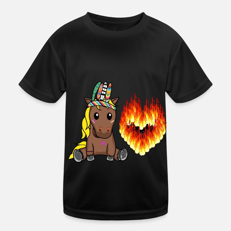Hippie Pferd Valentin Herz feurig Liebe Herzen Kinder Funktions-T-Shirt