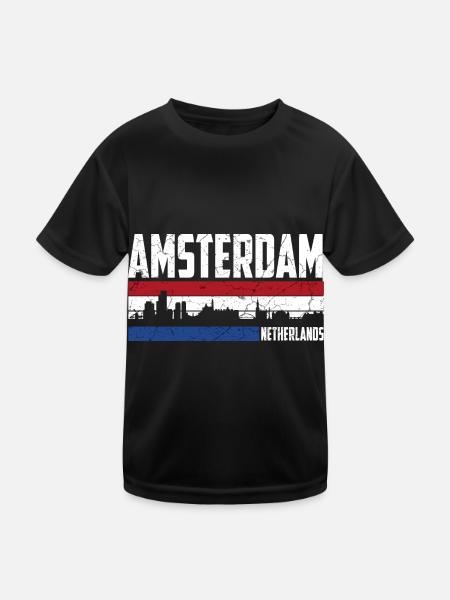 Amsterdam Pays-Bas - T-shirt sport Enfant - noir - Devant