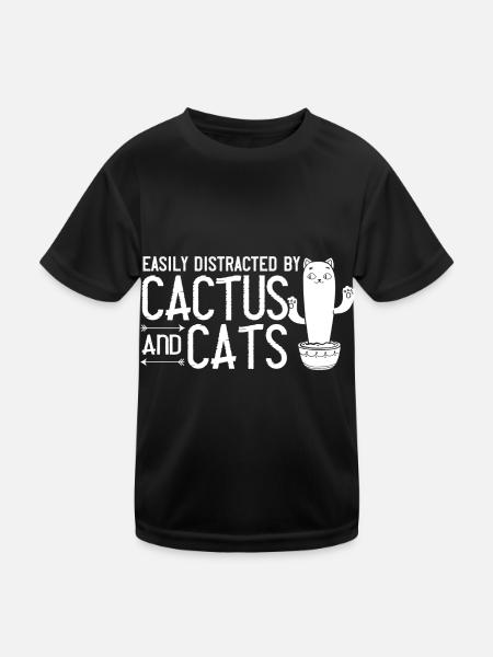 Catcus Cactus Chat Plantes Succulentes Cactus - T-shirt sport Enfant - noir - Devant