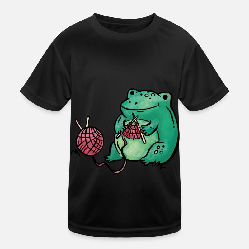 Frosch Stricken Handarbeit Kinder Funktions-T-Shirt