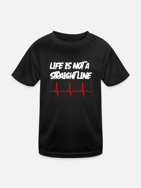 Life Is Not A Straight Line - EKG Edition - Kinder Funktions-T-Shirt - Schwarz - Vorne