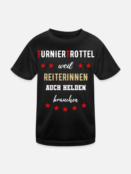 Turniertrottel Pferdesport Reiterin Turnierhelfer - Kinder Funktions-T-Shirt - Schwarz - Vorne