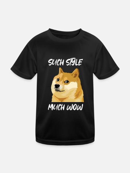 Concern Doge Meme Such Style Much Wow - Kinder Funktions-T-Shirt - Schwarz - Vorne