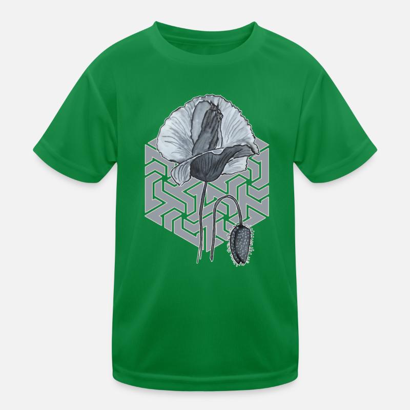 coquelicot noir et blanc avec hexagone en arrière-plan T-shirt sport Enfant