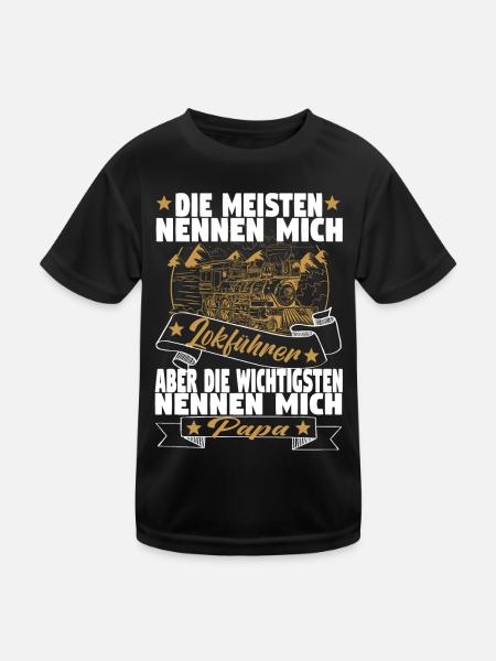 Dampflok Lokführer Eisenbahner Eisenbahn Vater - Kinder Funktions-T-Shirt - Schwarz - Vorne