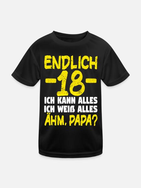 18 Geburtstag Geburtstagsgeschenk volljährig - Kinder Funktions-T-Shirt - Schwarz - Vorne