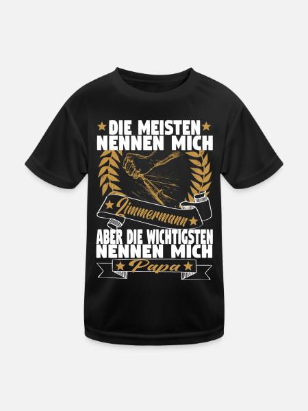 Holzbauer Vater Zimmermann Papa Zimmerer Holzbau - Kinder Funktions-T-Shirt - Schwarz - Vorne