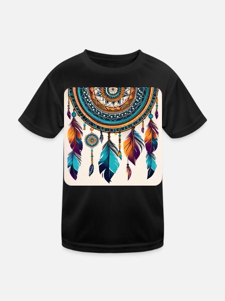 Spiritueller Traumfänger - Kinder Funktions-T-Shirt - Schwarz - Vorne