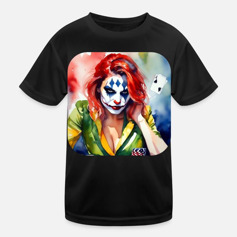 Cooles Harlequin Poker Gothic Mädchen Kinder Funktions-T-Shirt