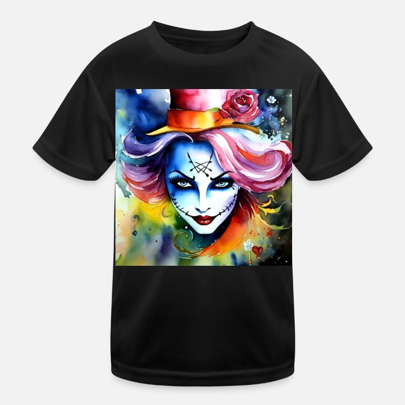 Cooles Harlequin Poker Gothic Mädchen Kinder Funktions-T-Shirt