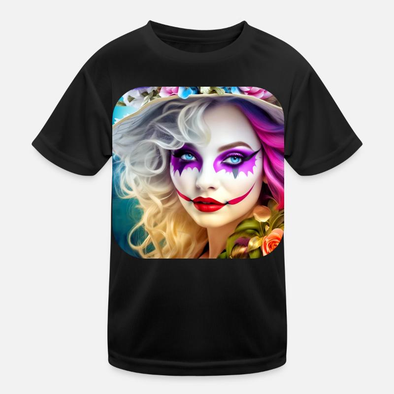 Cooles Harlequin Poker Gothic Mädchen Kinder Funktions-T-Shirt