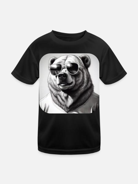 Cool bear with sunglasses - Kids Functional T-Shirt - black - Front