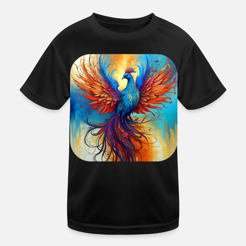 Stolzer Phoenix aus Feuer Kinder Funktions-T-Shirt