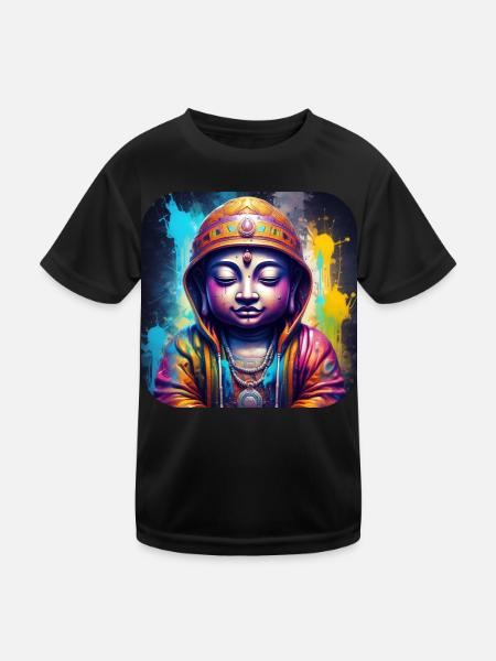 Mystical Spiritual Buddha - Kids Functional T-Shirt - black - Front