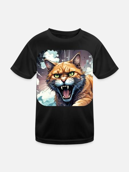 Wild Cat - Kids Functional T-Shirt - black - Front