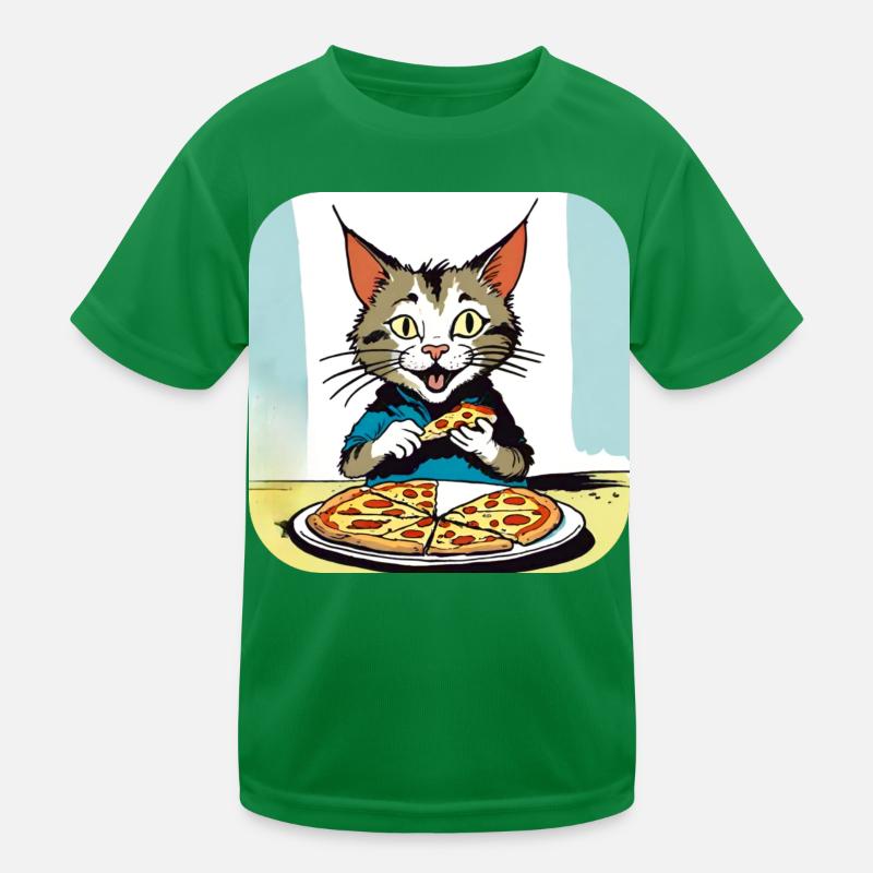Le chat adore la pizza T-shirt sport Enfant