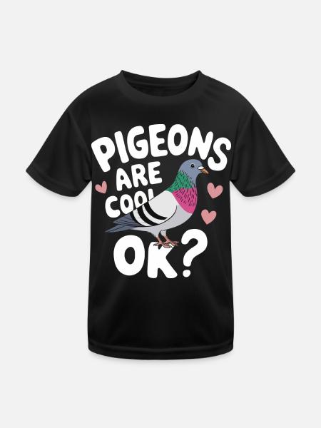 Taube Tauben Tier Vogel - Kinder Funktions-T-Shirt - Schwarz - Vorne