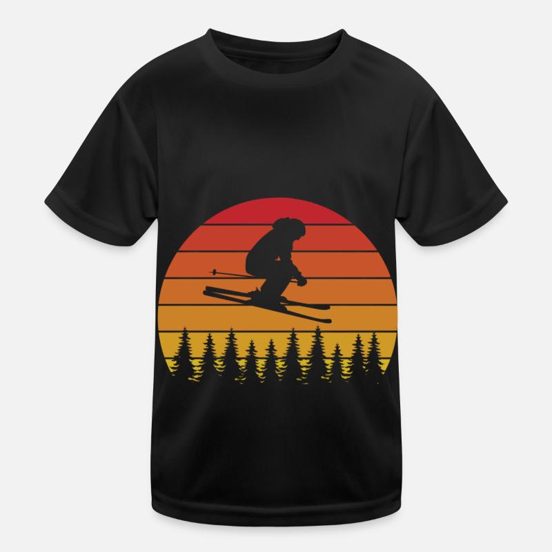 Design de skieur rétro avec coucher de soleil T-shirt sport Enfant