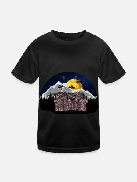Fledermäuse Karpaten Horror Burg Halloween Spuk - Kinder Funktions-T-Shirt - Schwarz - Vorne