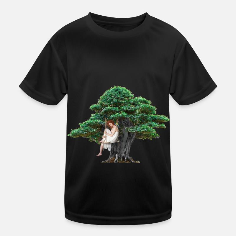 Fille arbre nature sensuel swing sentiments T-shirt sport Enfant