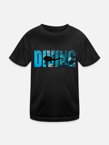 Diving Taucher im Wasser - Kinder Funktions-T-Shirt - Schwarz - Vorne