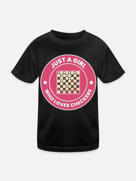 Checkers Draughts Strategy Board Games Funny - Kids Functional T-Shirt - black - Front