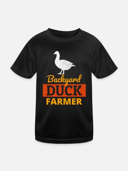 Hinterhof Ente Farmer Tierhaltung Farm Lustig - Kinder Funktions-T-Shirt - Schwarz - Vorne