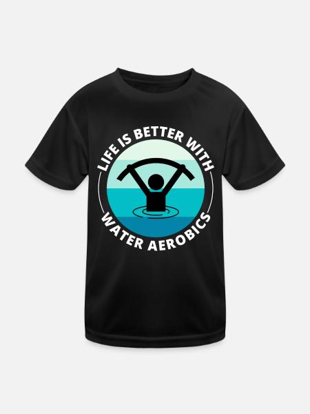 Water aerobics Aquatic fitness Aqua Exercise - Kids Functional T-Shirt - black - Front