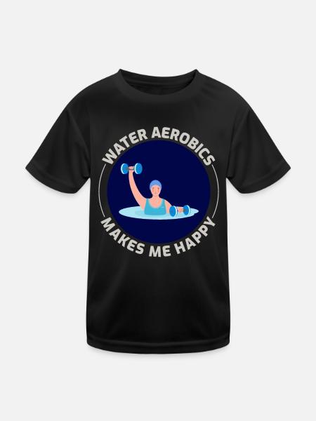 Water aerobics Aquatic fitness Aqua Exercise - Kids Functional T-Shirt - black - Front