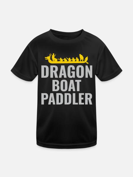 Dragon Boat Racing Crew Paddlers Water Sport - Kids Functional T-Shirt - black - Front