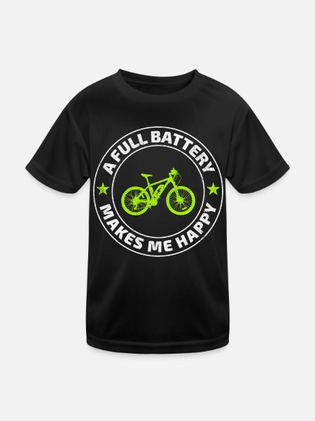 E-Bike Electric-Bike E-Cyclist Bicycling Rider - Kids Functional T-Shirt - black - Front
