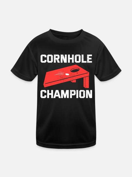 Cornhole Bean Bag Toss Outdoor Lawn Game funny - Kids Functional T-Shirt - black - Front
