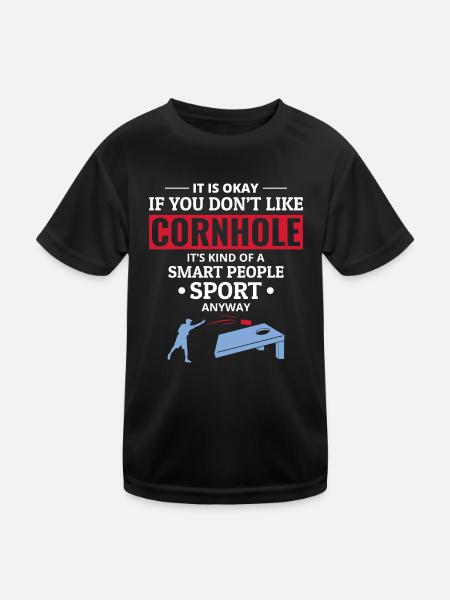 Cornhole Bean Bag Toss Outdoor Lawn Game Funny - Kids Functional T-Shirt - black - Front