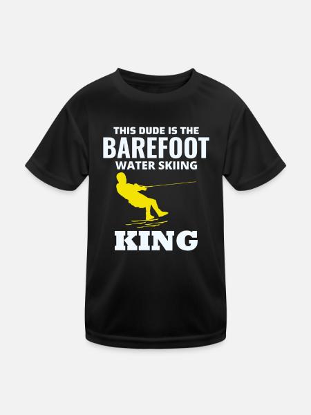 Barefoot skiing Water sport Motorboat - Kids Functional T-Shirt - black - Front
