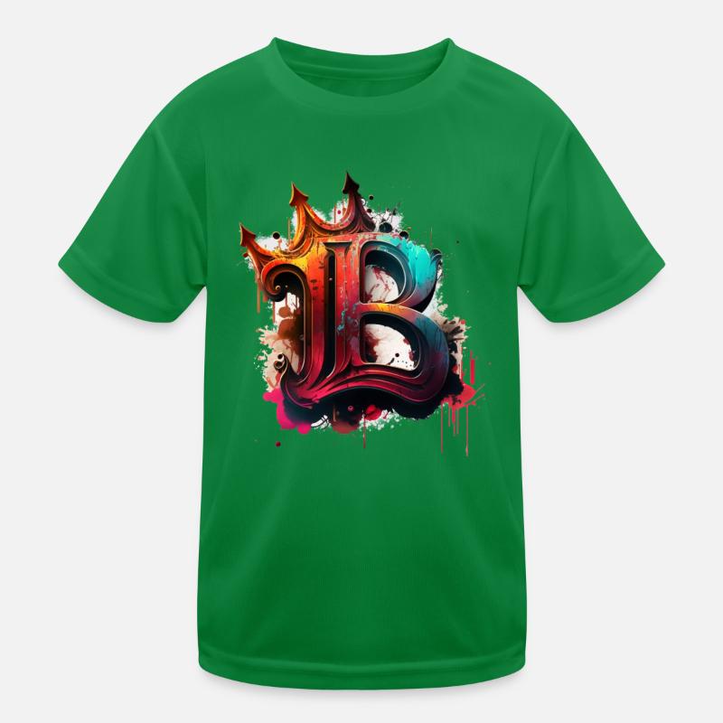 Graffiti Buchstabe B bunt mit Krone Kinder Funktions-T-Shirt