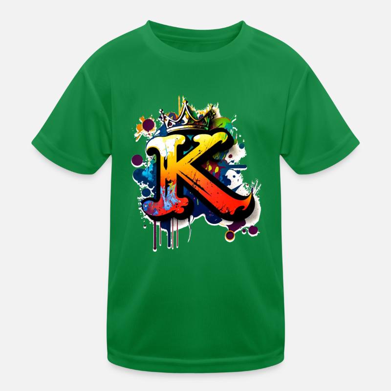 Graffiti Buchstabe K mit Krone 👑 Kinder Funktions-T-Shirt