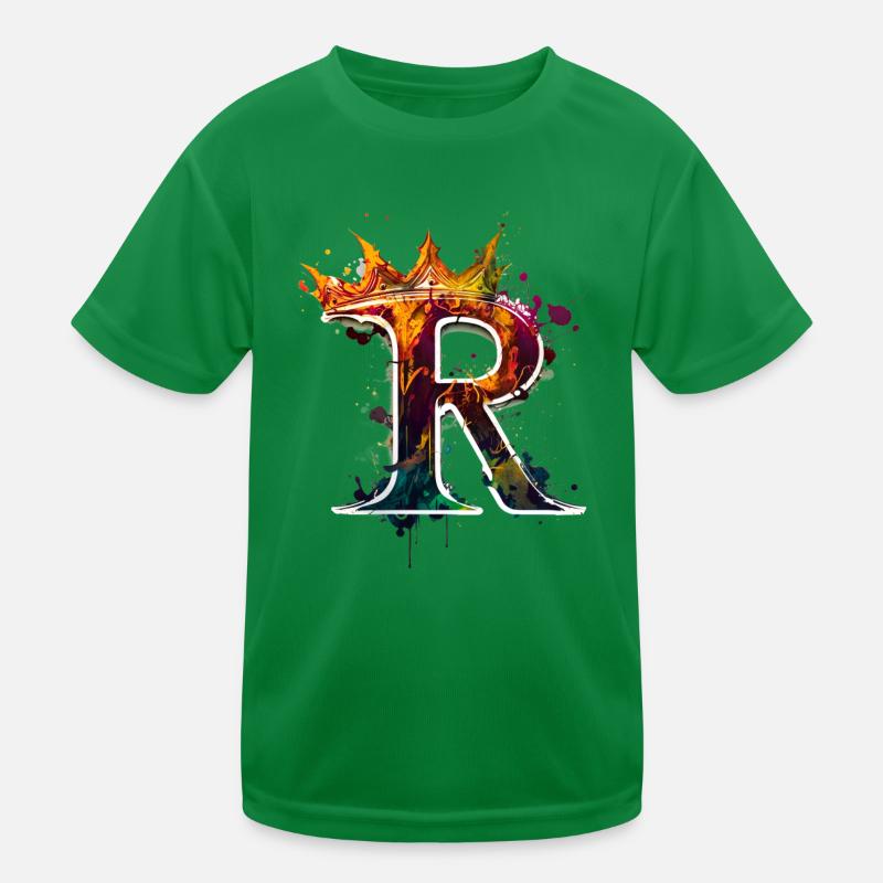 Graffiti Buchstabe R mit 👑 Kinder Funktions-T-Shirt