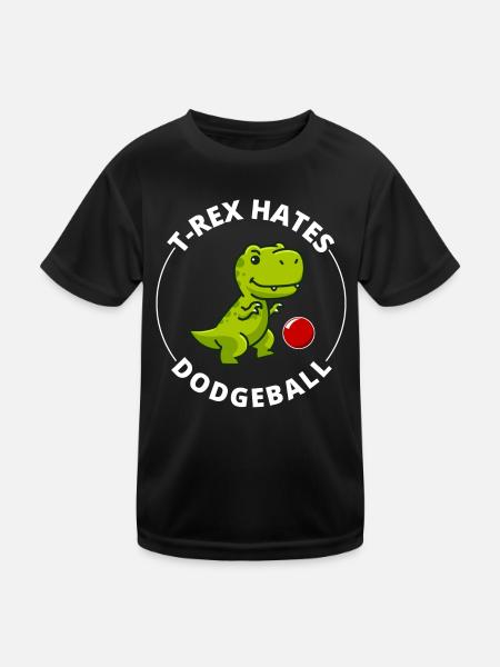 Dodgeball T-rex dinosaure t rex Dino tyrannosaurus - T-shirt sport Enfant - noir - Devant