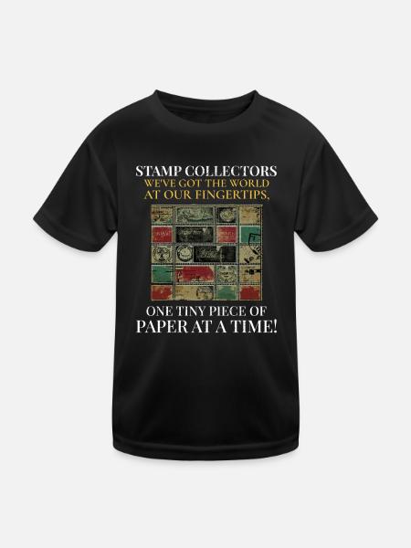 Philatelie's Delight: Briefmarkensammler vereinen sich - Kinder Funktions-T-Shirt - Schwarz - Vorne