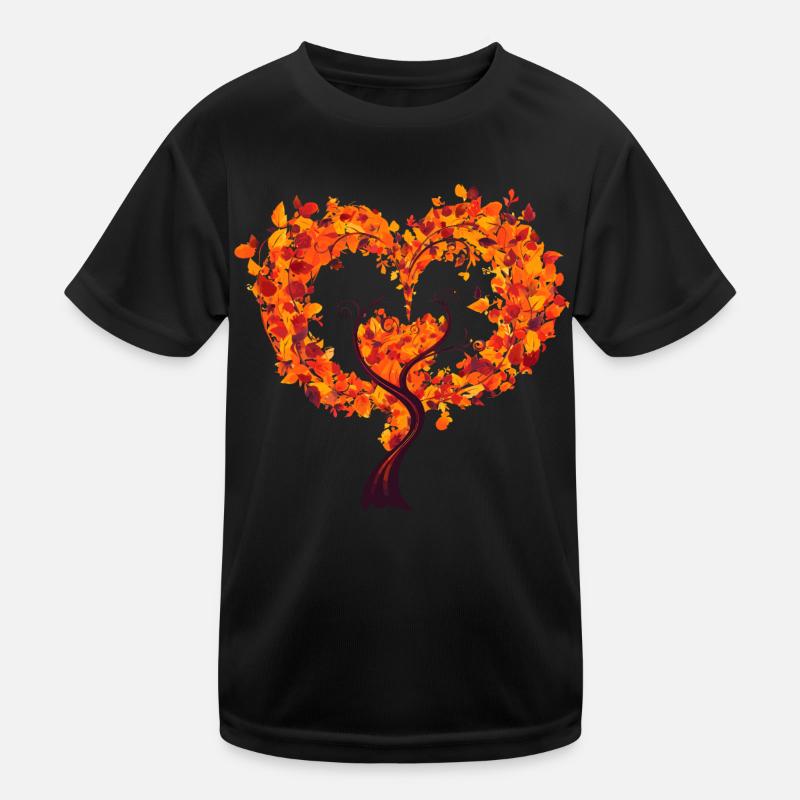 autumn heart foliage tree heart Kids Functional T-Shirt