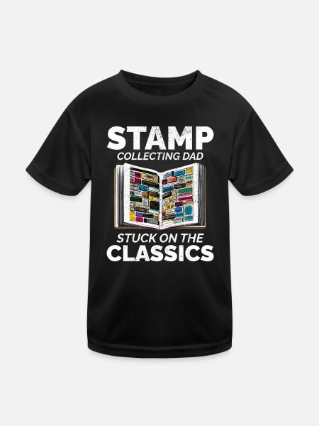 Timbre-poste vintage Collector Papa Philatéliste - T-shirt sport Enfant - noir - Devant