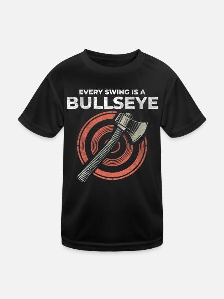 Lancer de hache Lanceur de hache Bûcheron Drôle Bullseye - T-shirt sport Enfant - noir - Devant