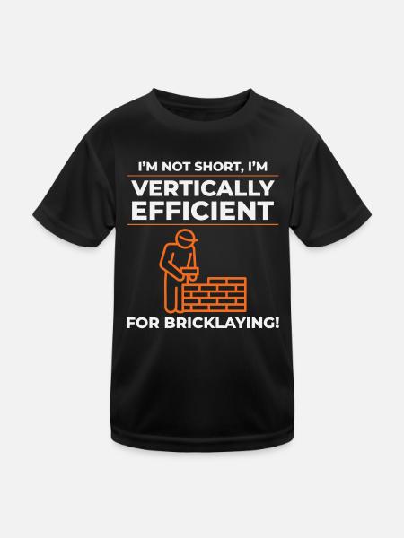 Bricklayer Bricklaying Vertical Efficiency Job - Kids Functional T-Shirt - black - Front