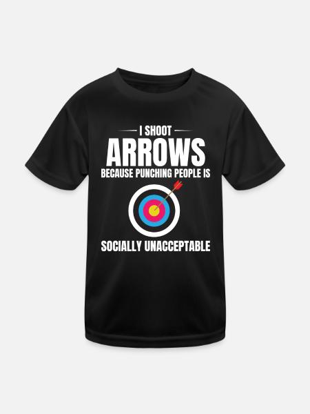 Bogenschießen Ziele Bogenschütze Bullseye Schießsport - Kinder Funktions-T-Shirt - Schwarz - Vorne